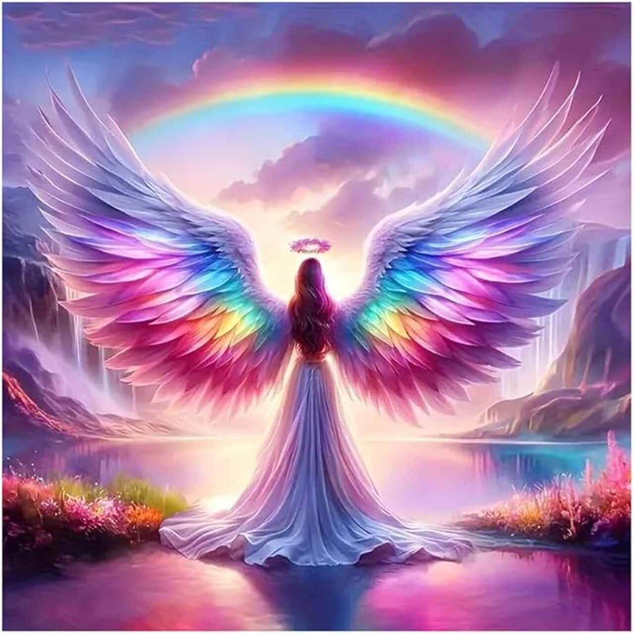Diamond Art Painting Kits for Adults, Rainbow Angel Diamond Art Kits for Beginners, 5D DIY Full Drill Gem Craft for Home Decor Gift 12x12 inch/30x30cm